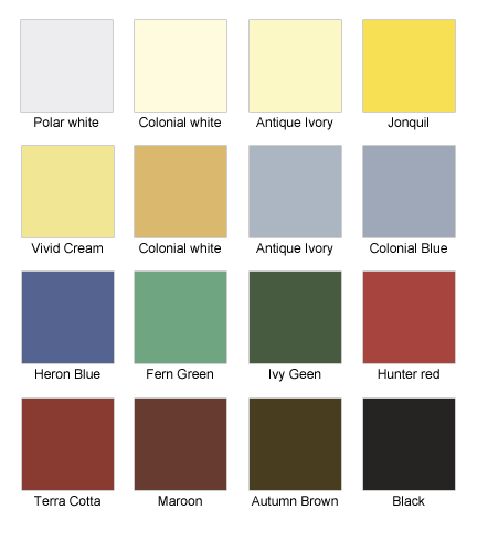 Estevez Aluminum product color options.