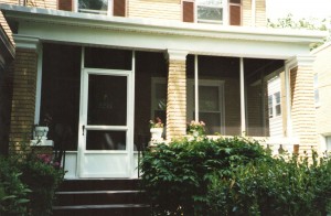 Old Washington, DC row house screened-in porch